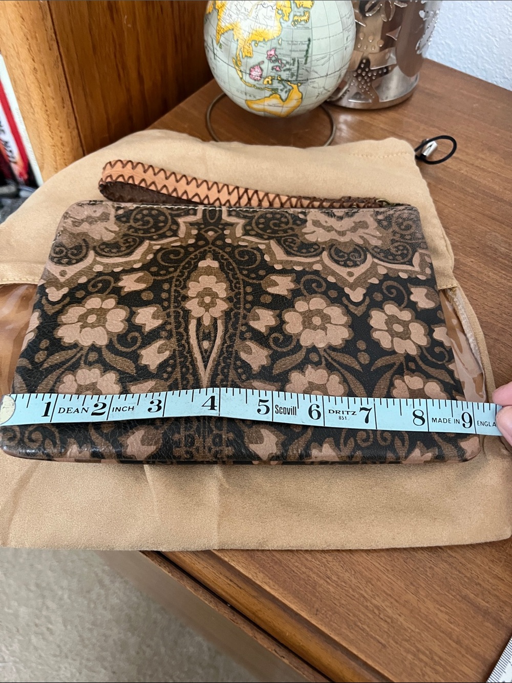 Patricia Nash Cassini flower leather wristlet & dust bag